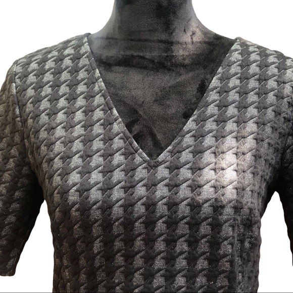 Ann Taylor Black Houndstooth Spandex Top size Small - Picture 6 of 10